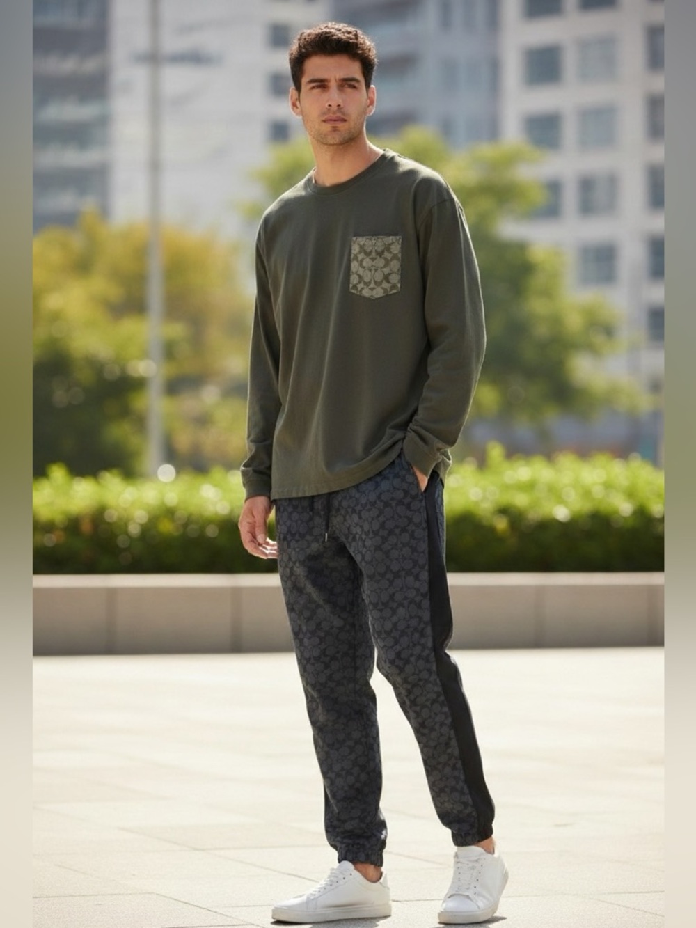 COACH Jogger Set for Men (Pants Size Large and Long Sleeve Shirt Size XLarge)